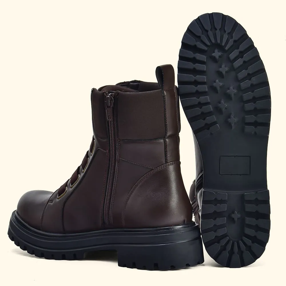 Red Lace Up Boots Slays Women Boots 002