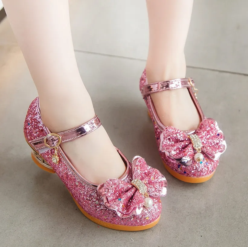 Spring Children Shoes Girls High Heel Princess Dance Sandals Kids Shoes Glitter Leather Fashion Girls Party Dress Wedding Shoes Asics Wrestling Shoes Velcro