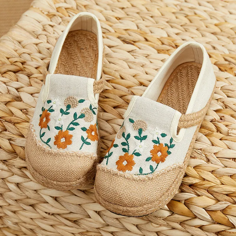 spring embroidered shoes flat-heeled, low-cut embroidered shallow shoes, literary and ethnic style women's shoes linen casual shoes Saucony Vs Asics Walking