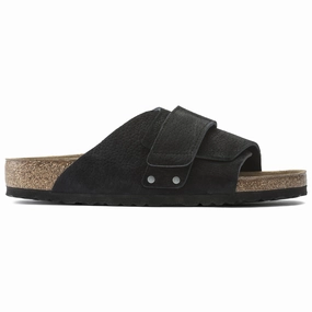 Slip On Birkenstock Kyoto Sandals - Desert Buck Black Nubuck