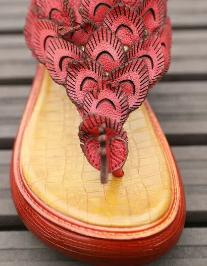 Archies Slides Summer Peacock Wedge Flip-flop Slippers