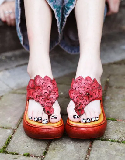 Summer Peacock Wedge Flip-flop Slippers Dress Slides