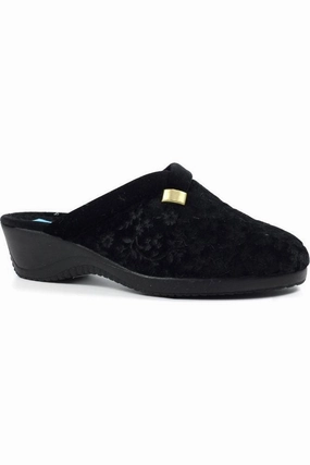 Simple Slip flexible shoes Lunar Amaretto Black Mule Slipper KLA223