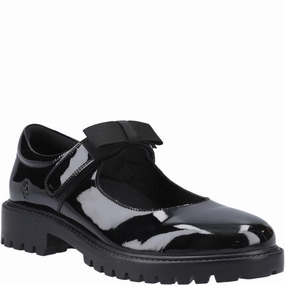 Hush Puppies Astrid Bow Patent Senior School Shoes Orthopedic Design Contoured