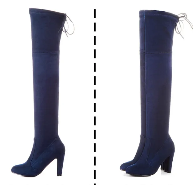 Velvet High Heels Chunky Thigh High Boots  for Women 7966 Durango Western Boots