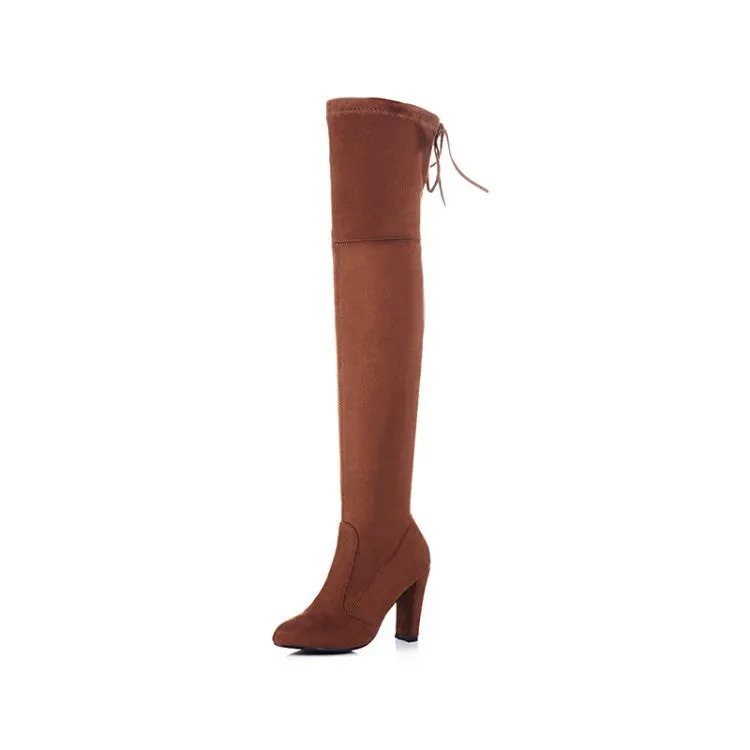 Velvet High Heels Chunky Thigh High Boots  for Women 7966 Chelsea Boots Dr Martens