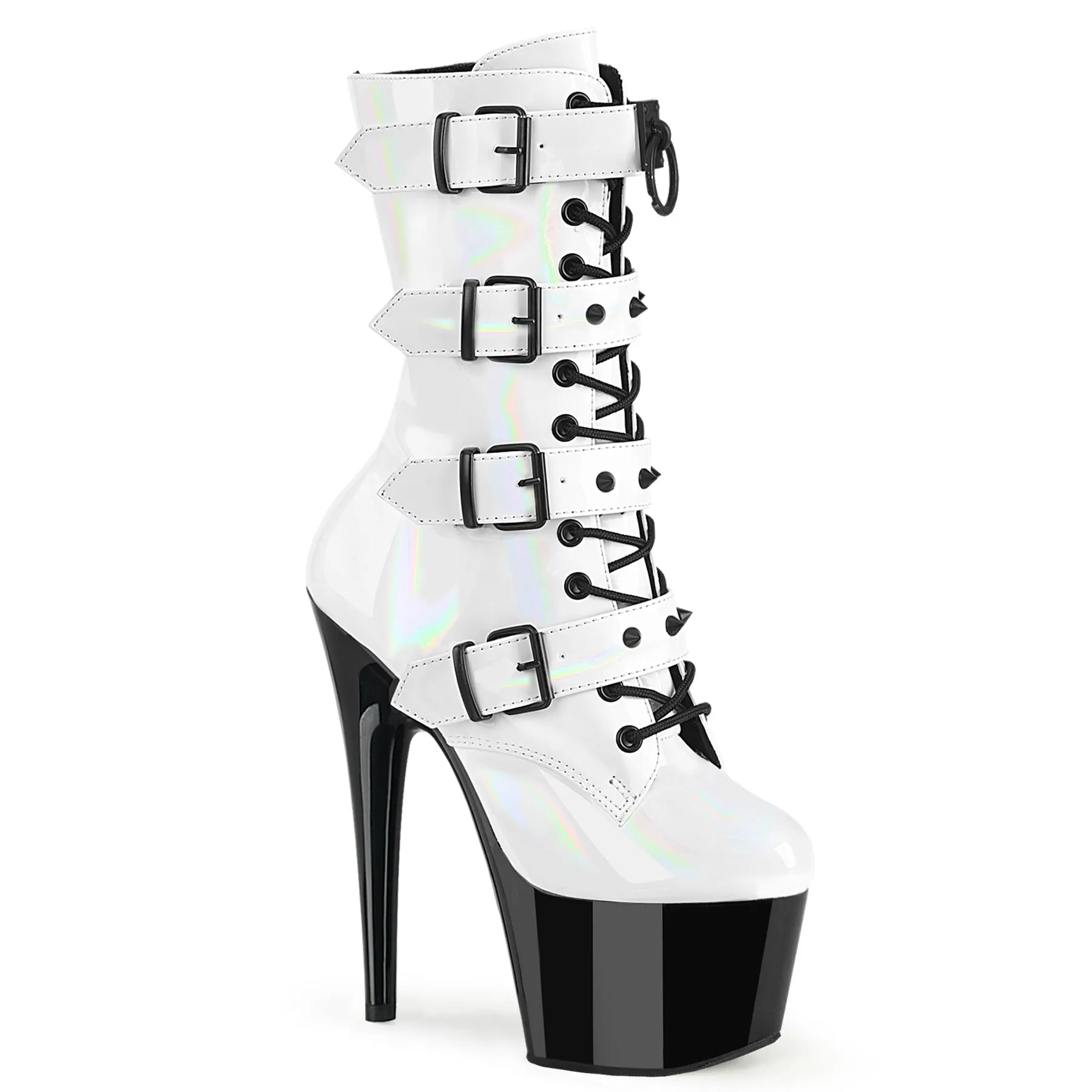 ADORE-1046TT White Upper Black Platform Extoic Dancer Boots Adidas By Jeremy Scott Shoes