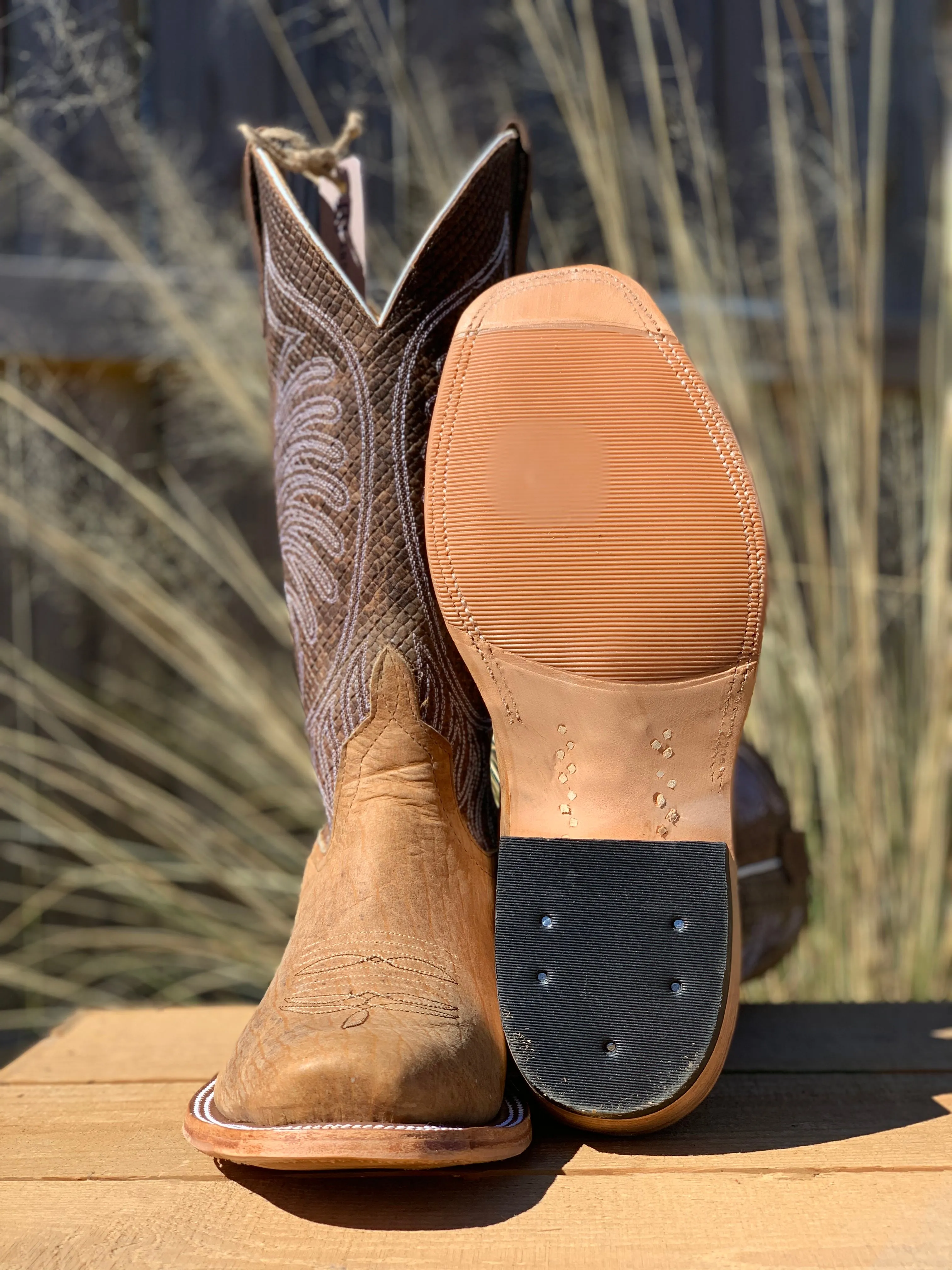 PATTON'S ANDERSON BEAN EXCLUSIVE "THE THOMAS" DISTRESSED AMERICAN BISON BOOTS Chemical Proof Work Boots