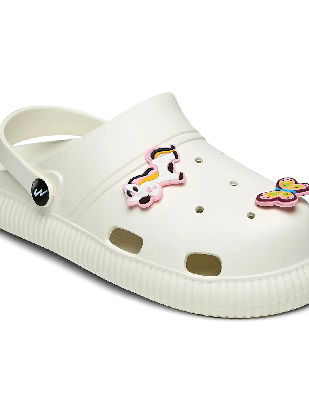 GC-9002C White Child Clogs Chunky Heel Sandals