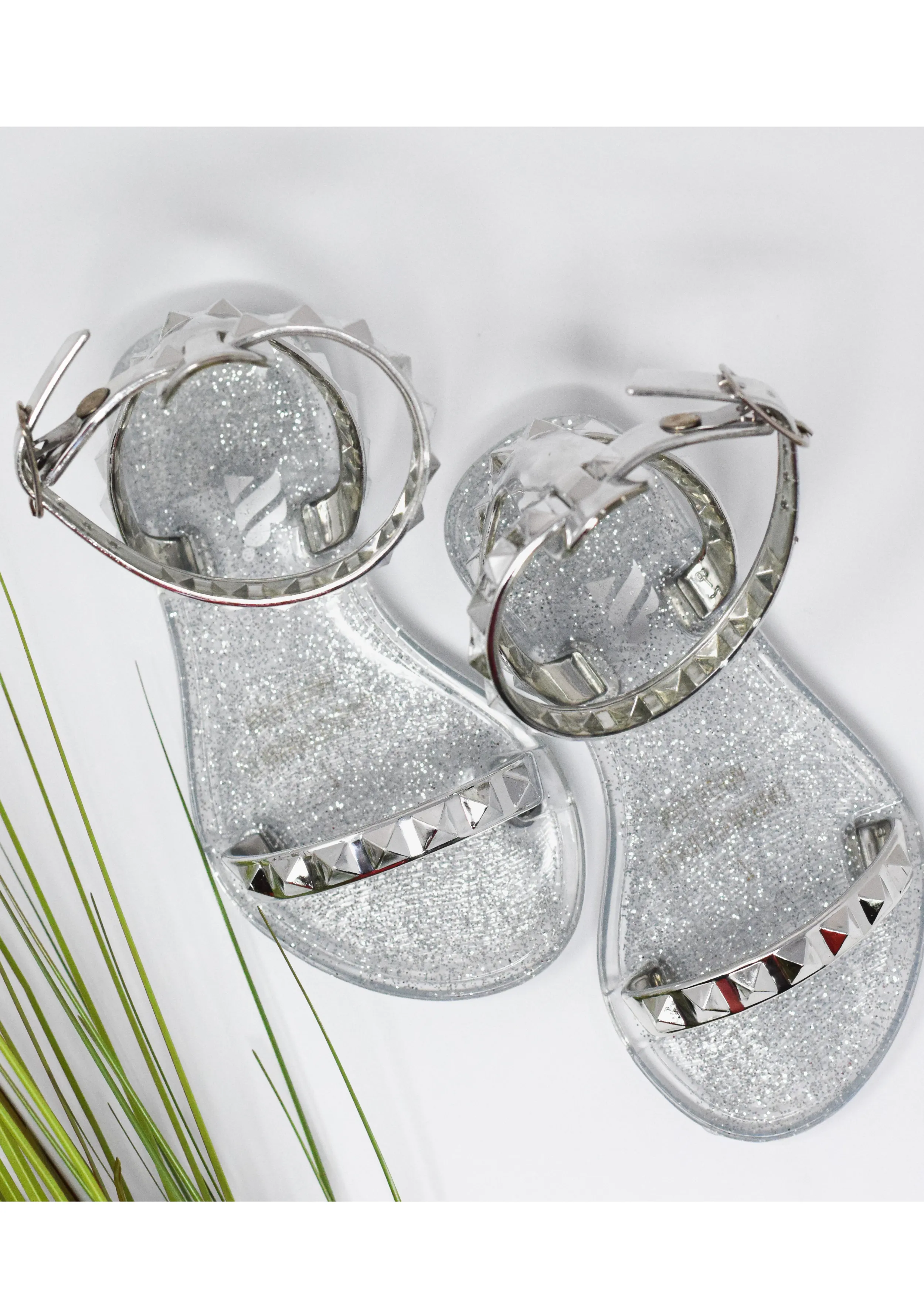 Madrid Big Buckle Sandals Aria Kid's Silver Jelly Sandals