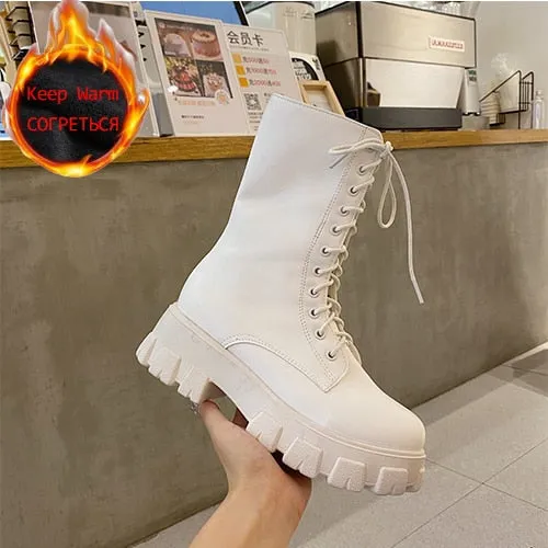 Walking Shoes Good For Flat Feet Romildi Women Motorcycle Boots Wedges Flat Shoes Woman High Heel Platform PU Leather Boots Lace Up Women Shoes Black Boots Girls