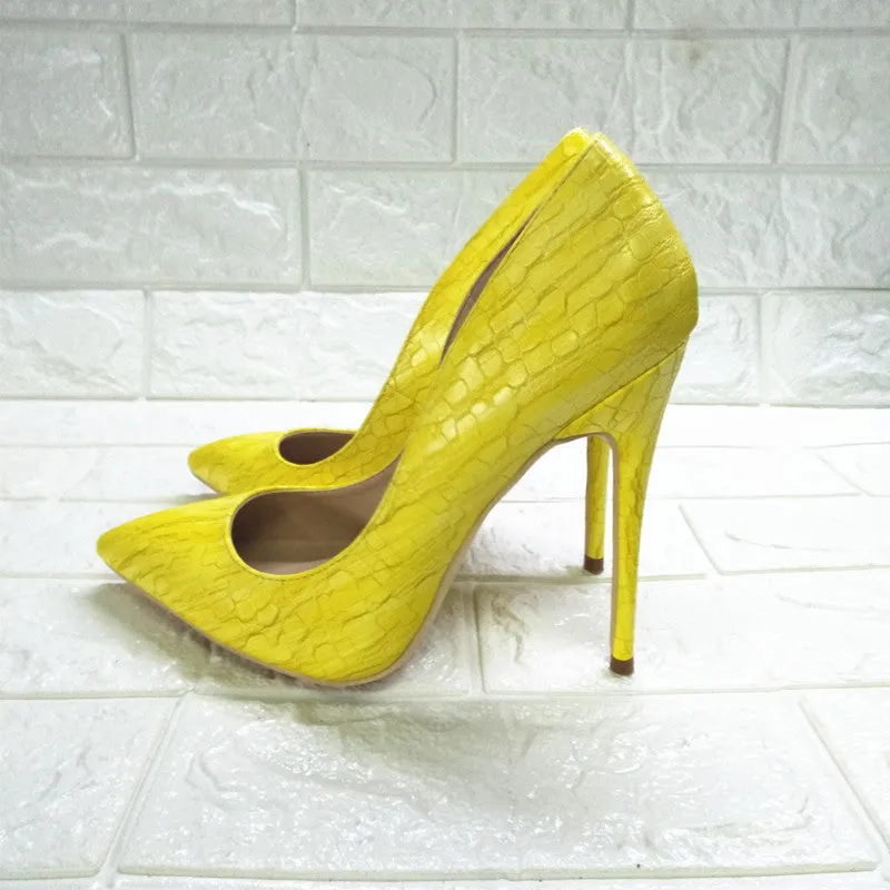 High-heels with Yellow Pattern Fashion Women Party Shoes Asics Soft Sole Shoes