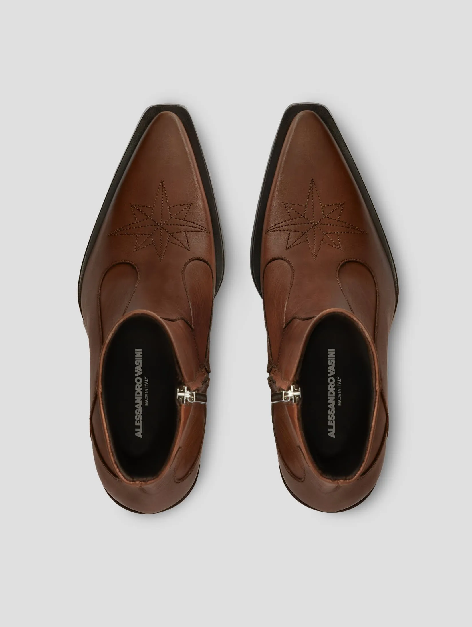 TABOR 70MM ANKLE BOOT IN BROWN CALFSKIN Steel Toe Pull On Boots