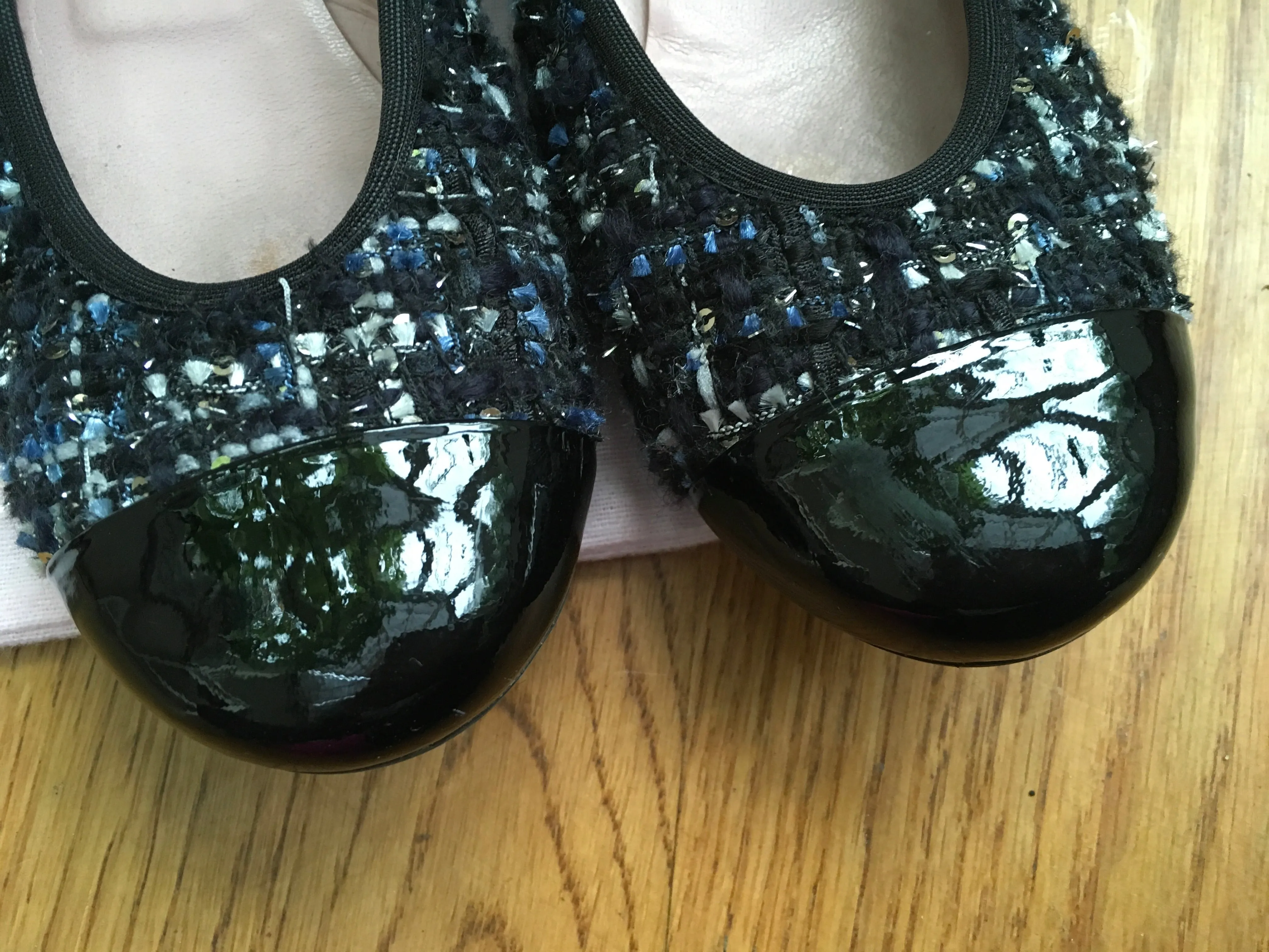 Stiff Flat Pedal Shoes Pretty Ballerinas - Shirley Flat Tweed Cap Toe Shoes 36 UK 3 US 6 Ladies