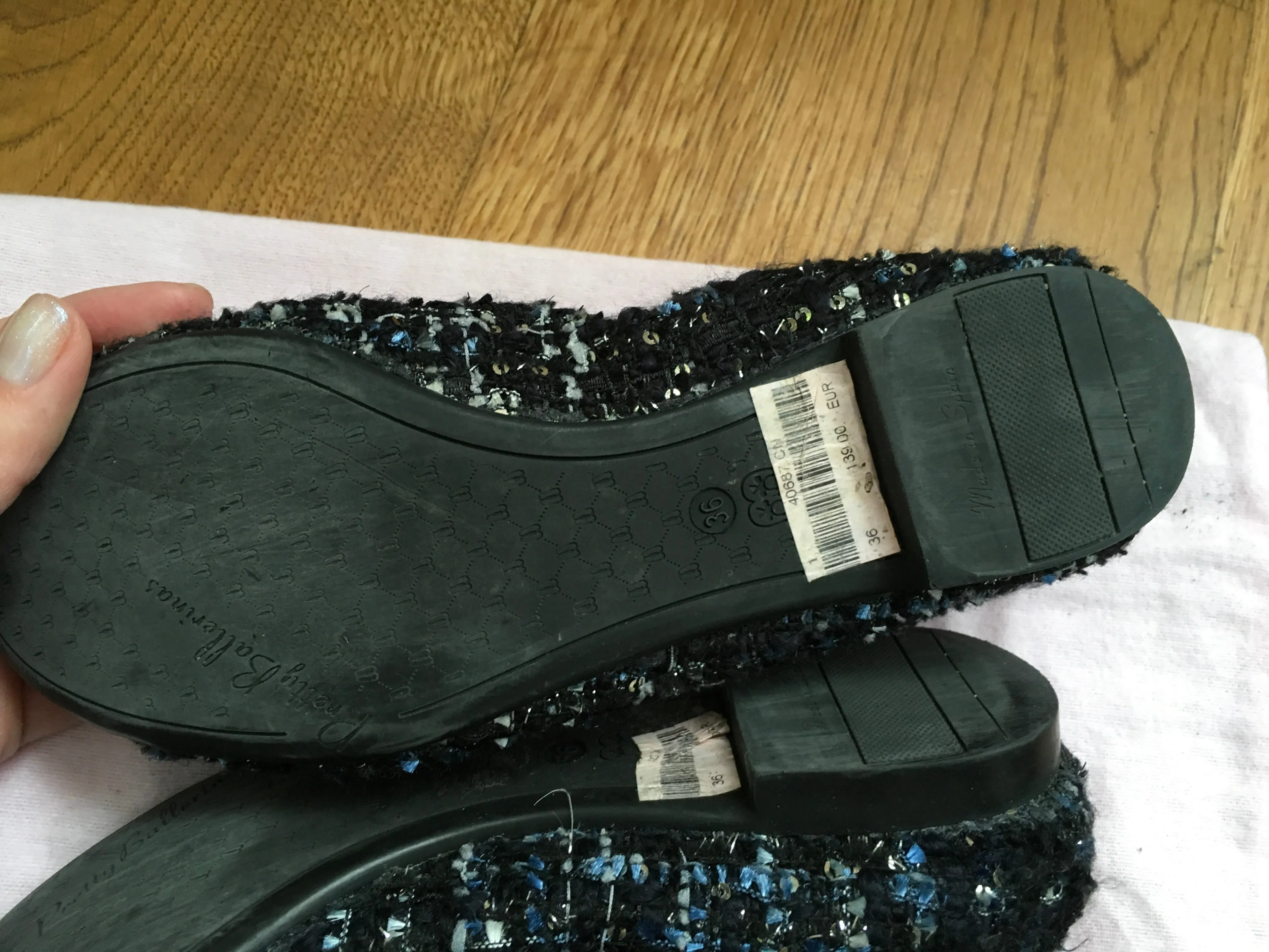 Mother Bride Shoes Flats Pretty Ballerinas - Shirley Flat Tweed Cap Toe Shoes 36 UK 3 US 6 Ladies