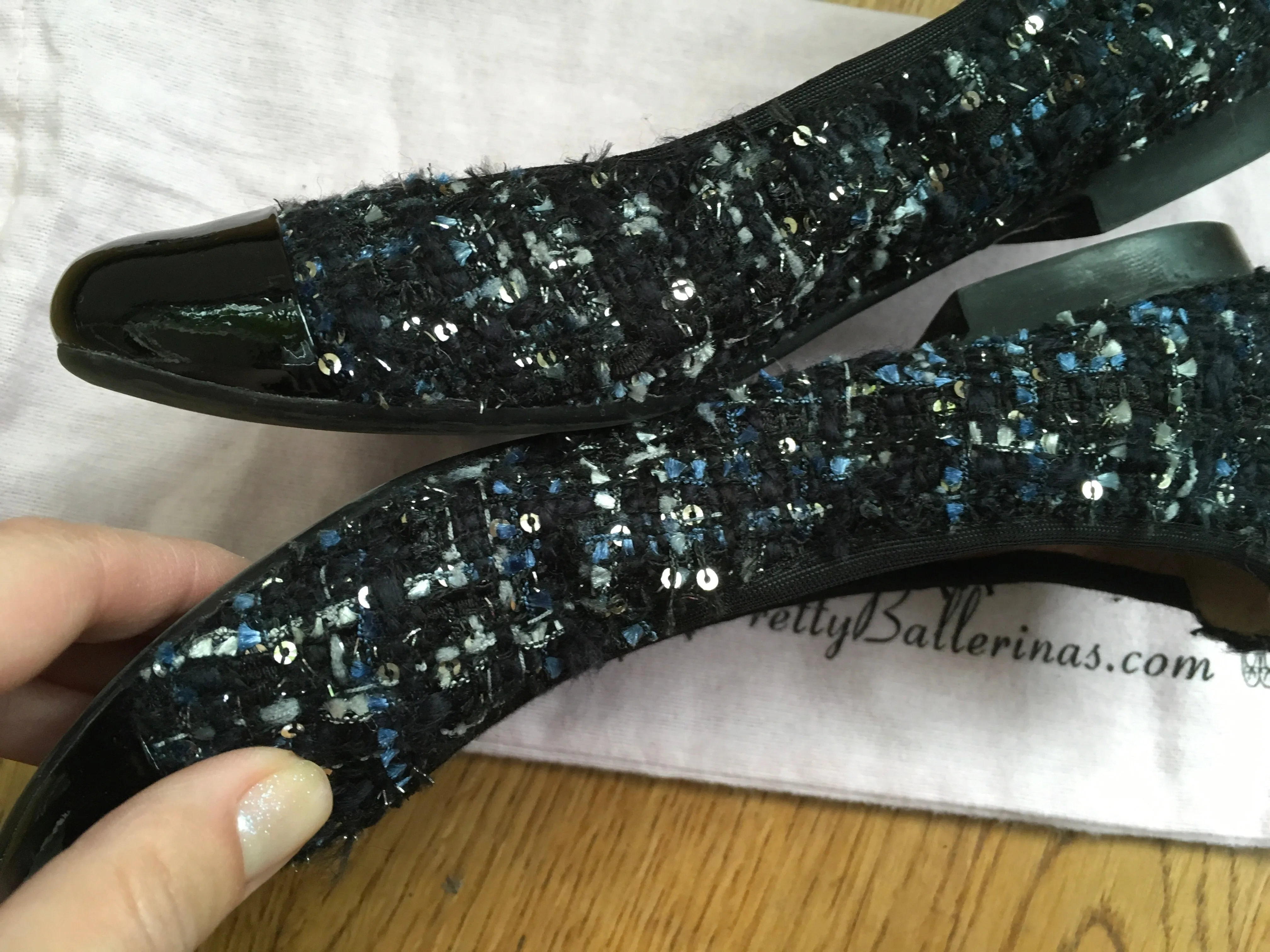 Rekomendasi Shoes Pretty Ballerinas - Shirley Flat Tweed Cap Toe Shoes 36 UK 3 US 6 Ladies