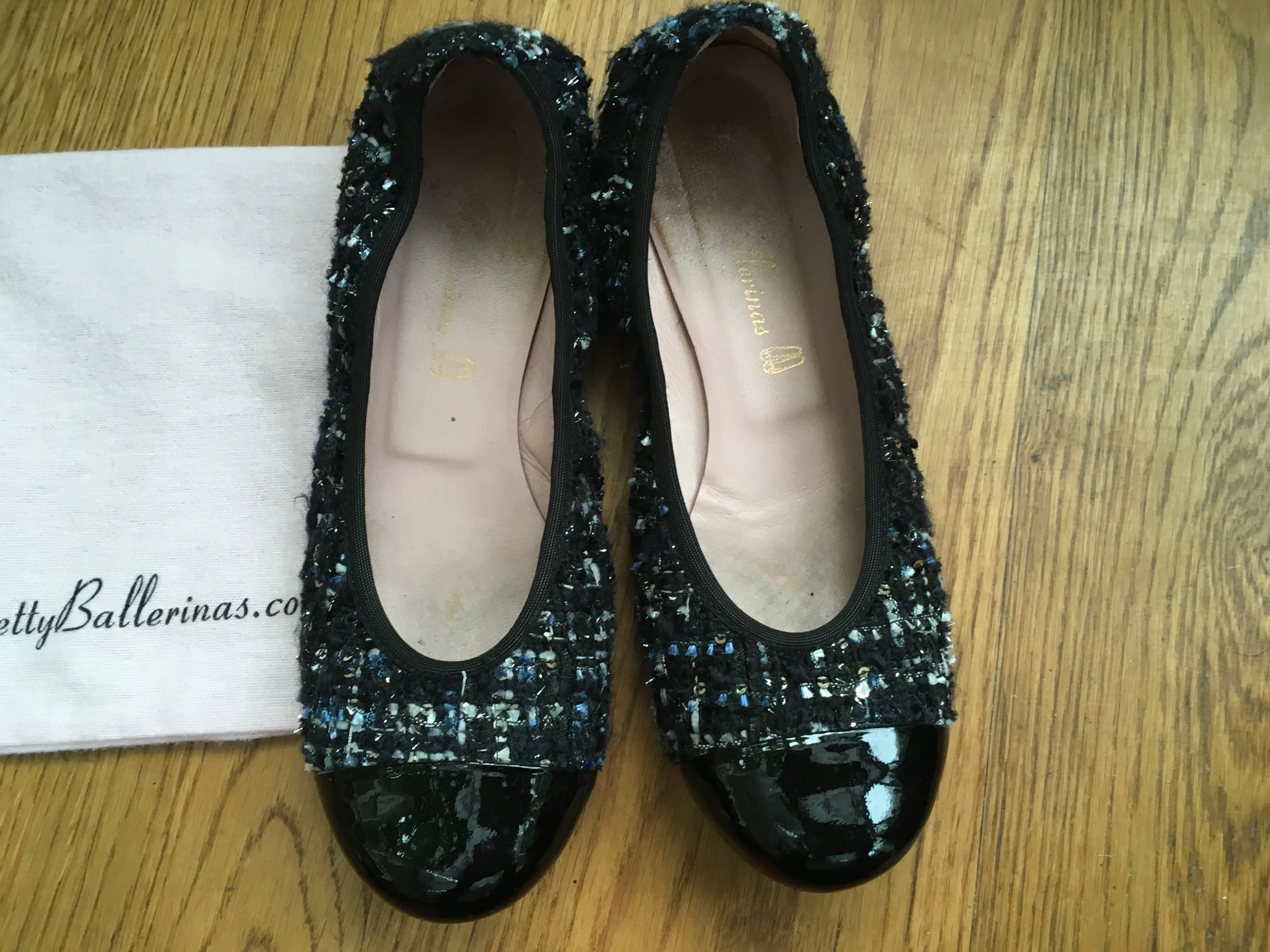 Flat Feet High Heel Shoes Pretty Ballerinas - Shirley Flat Tweed Cap Toe Shoes 36 UK 3 US 6 Ladies