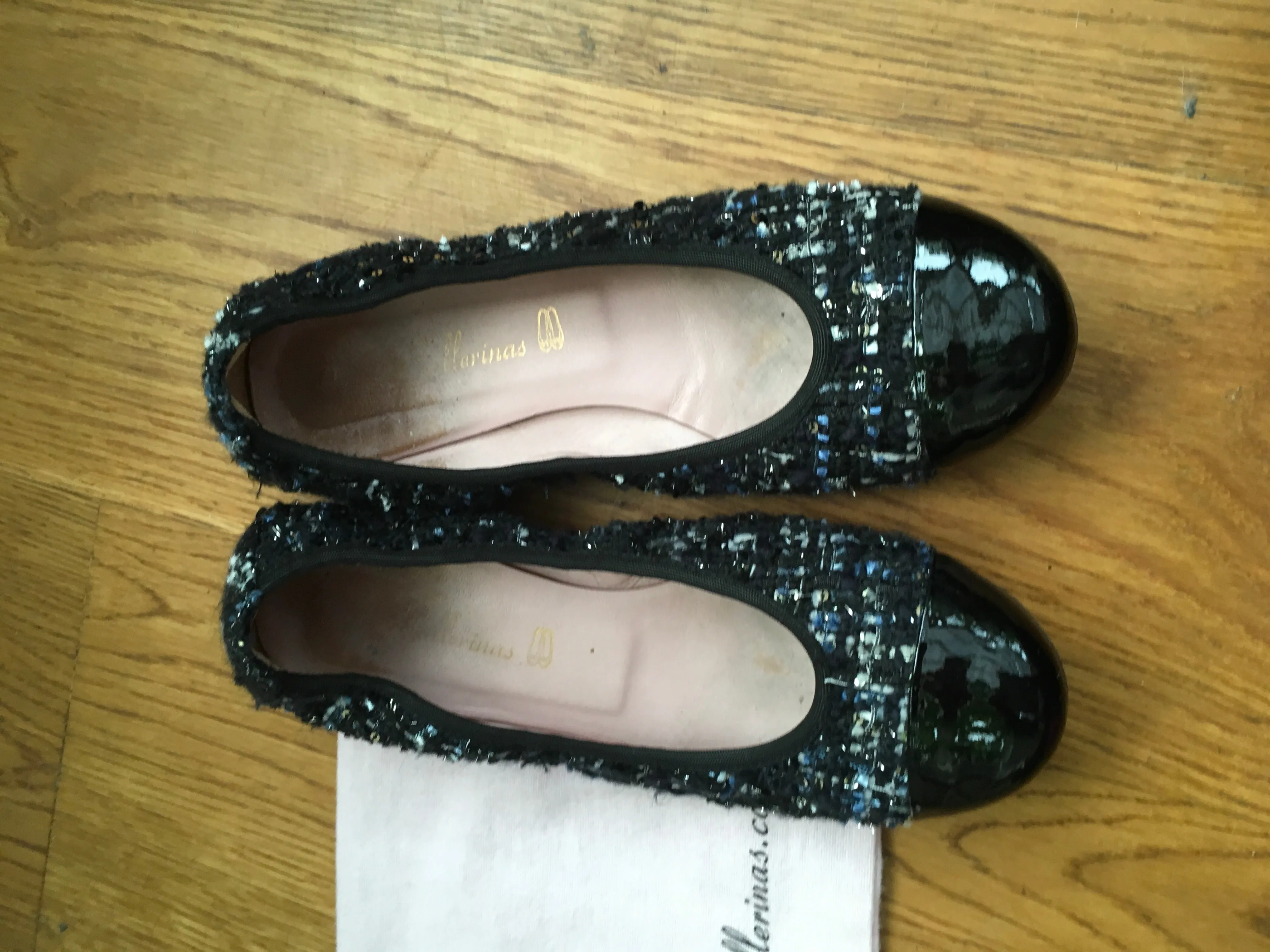 Lace Up Shoes Flats Pretty Ballerinas - Shirley Flat Tweed Cap Toe Shoes 36 UK 3 US 6 Ladies