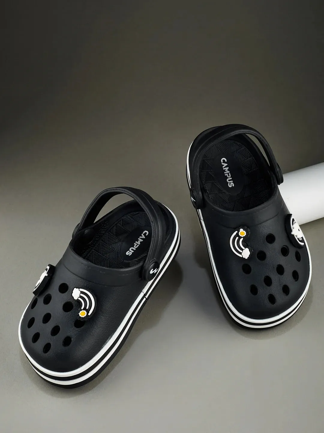 GC-9001K Black Kid's Clogs Wrap Around Ankle Sandals