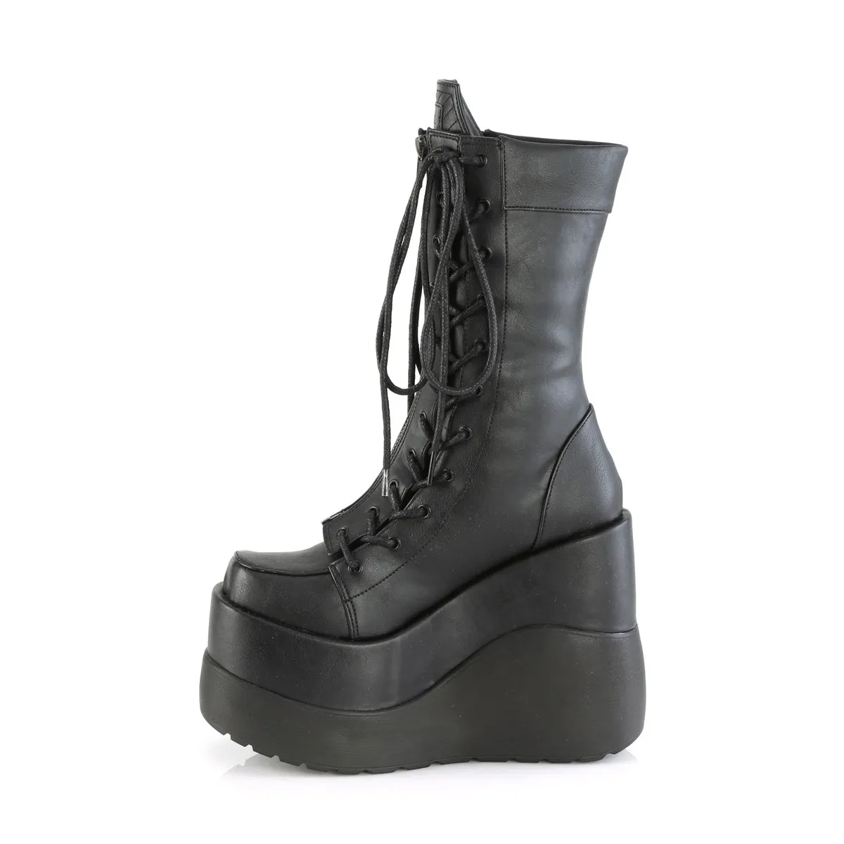 Short Work Boots 5 Inch Wedge Platform VOID-118 Black