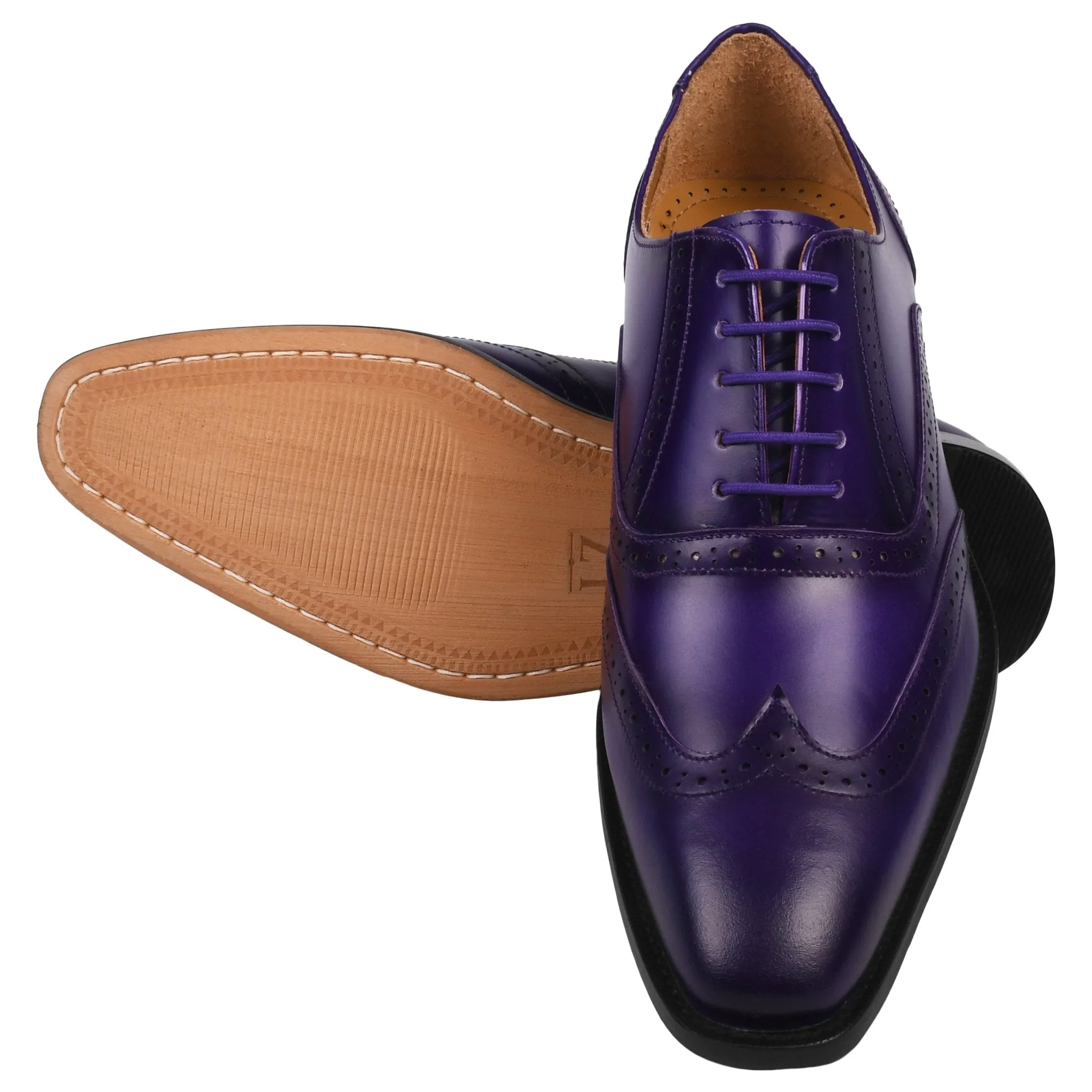 Dress Shoes Navy Blue Sharon Genuine Leather Oxford Style Men's Designer Dress Shoes