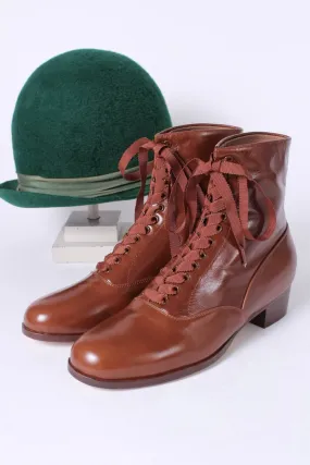 1910s / 1920s style everyday leather boot  - Brown - Britta Shoe Releases Adidas