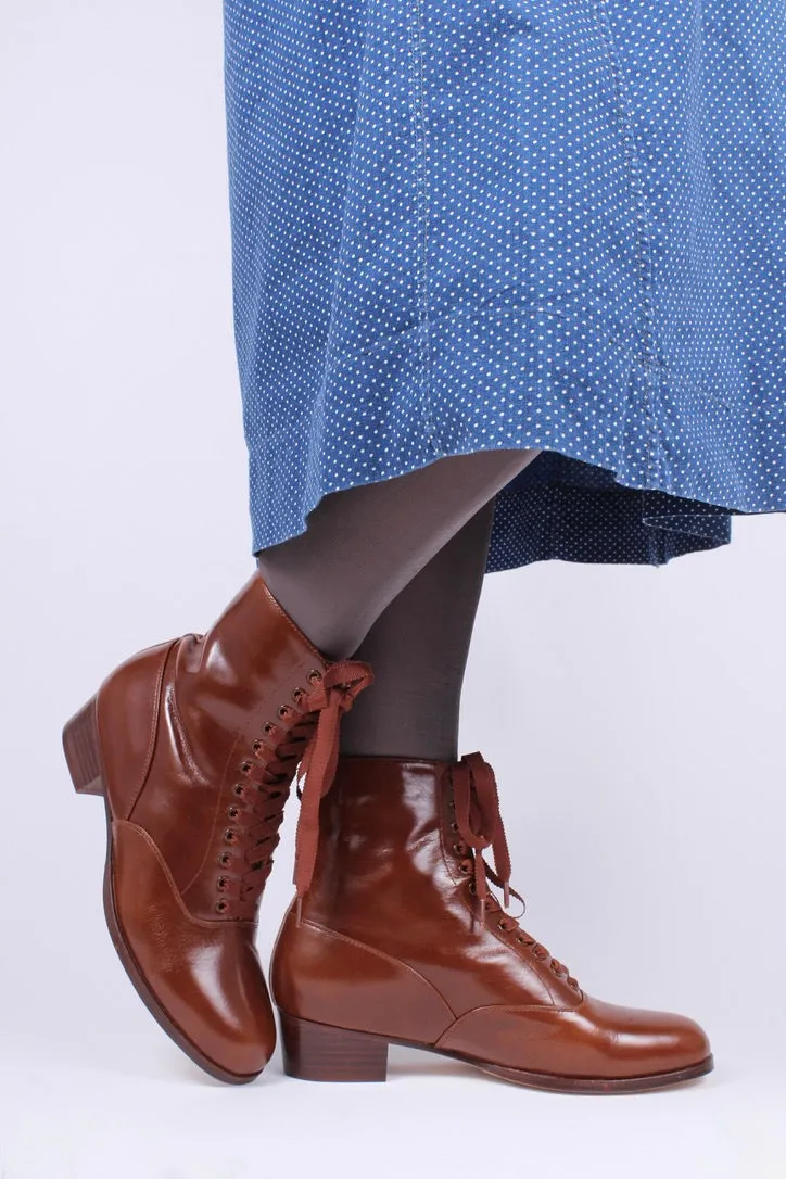 1910s / 1920s style everyday leather boot  - Brown - Britta Hibbets Adidas Shoes