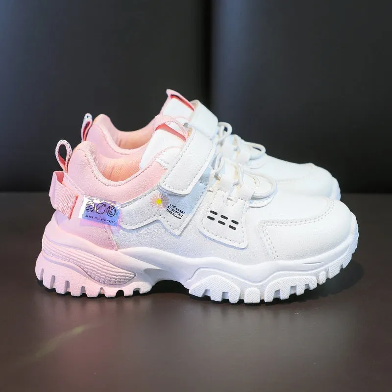 2022 Fashion Sneakers for Girls Designer Leather Platform Sneakers for Kids Casual Sports Children Tennis Shoes Girls 4-10 Years Forus Tennis Shoes