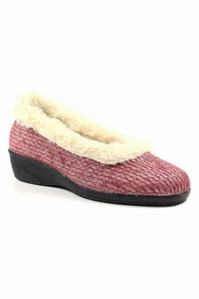 Fashionable Slides Lunar Ladies Slippers Marlene KLA 172 burgundy