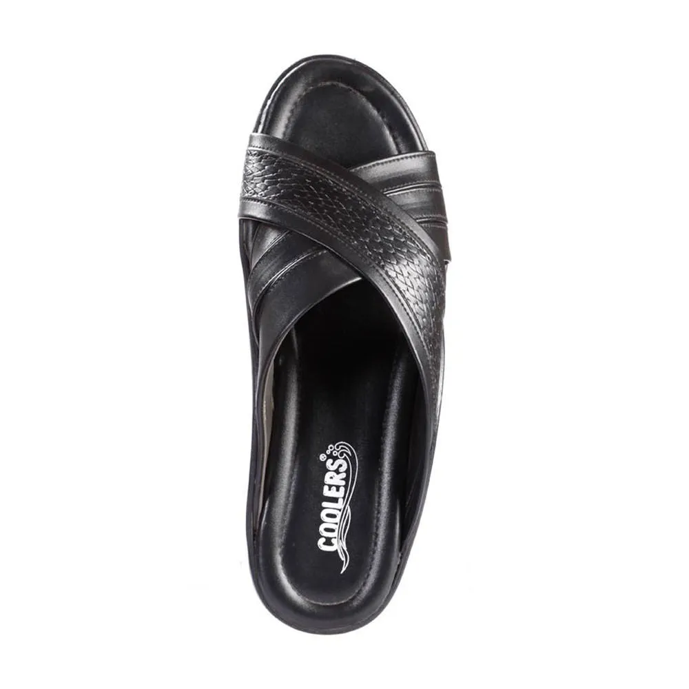 Coolers Casual (Black) Slippers For Men DON By Liberty Slippers And Shoes