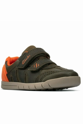 Abrasion   Resistant Clarks Rex Play Toddler Khaki Leather