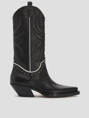 TERENCE WESTERN BOOT IN BLACK VACCHETTA Buffalo London Boots