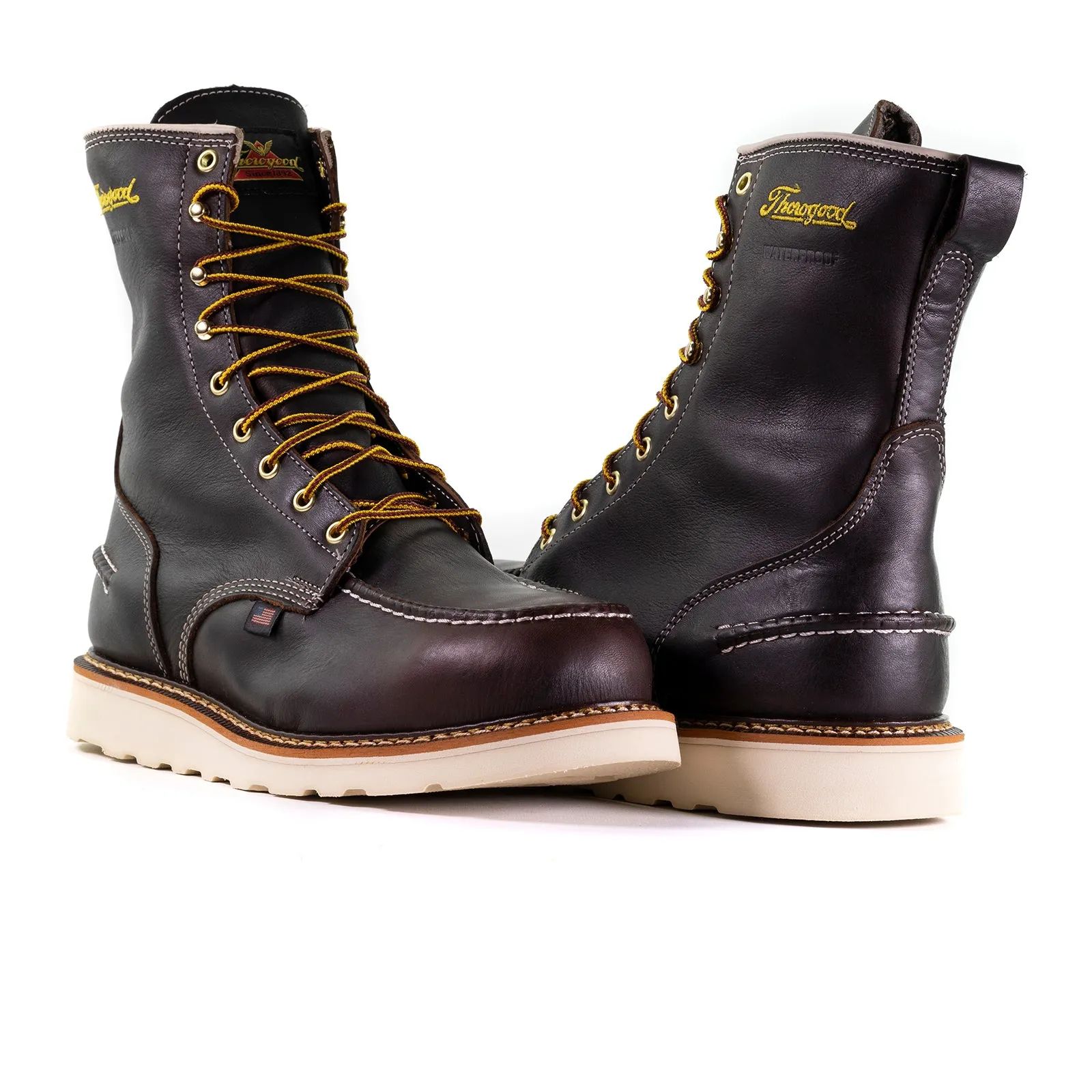 Thorogood 1957 Series 8" Moc Toe Waterproof Steel Toe Work Boot (Men) - Brown Comfort Insoles For Work Boots