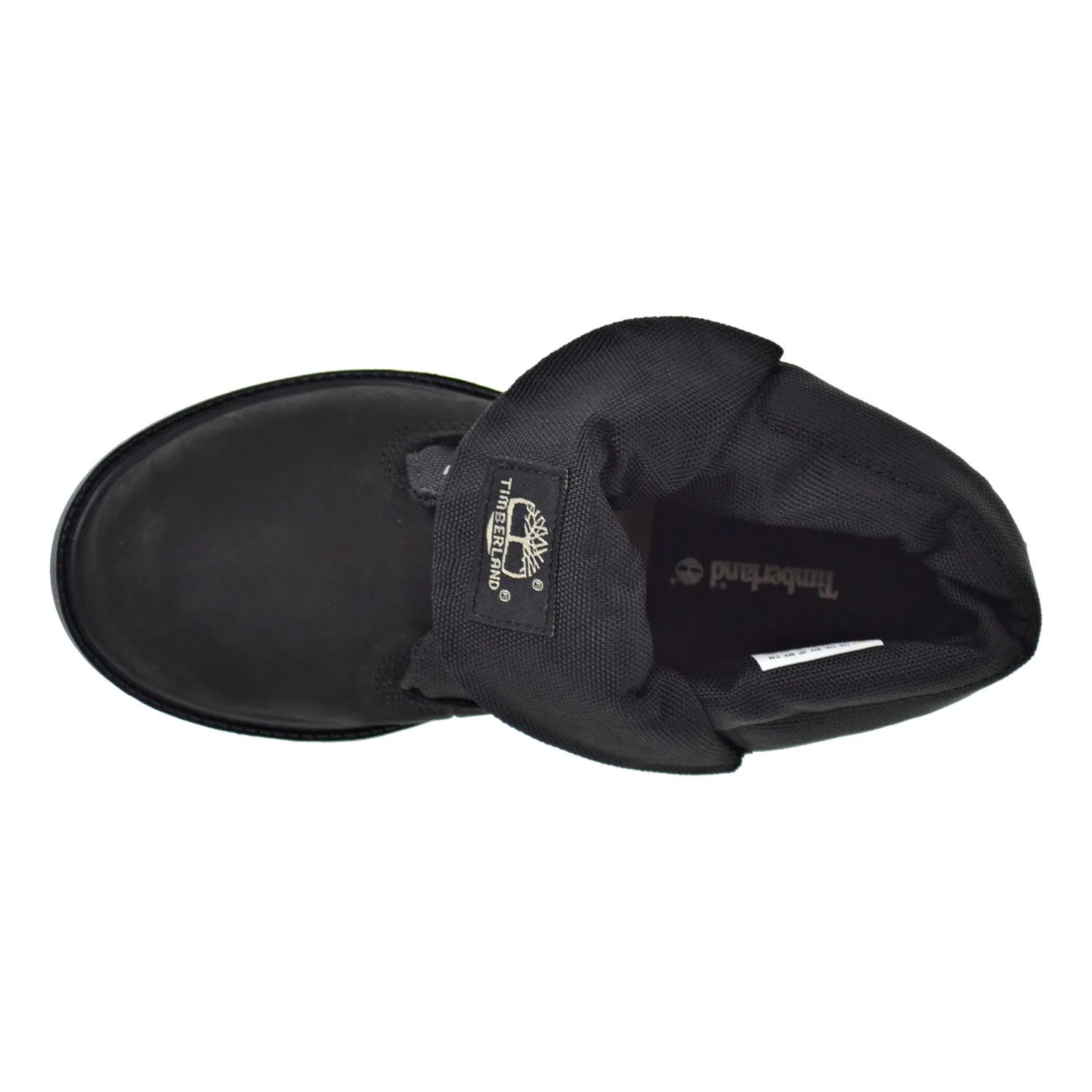 Timberland Roll Top Little Kid's Boots Black One Piece Leather Hiking Boots