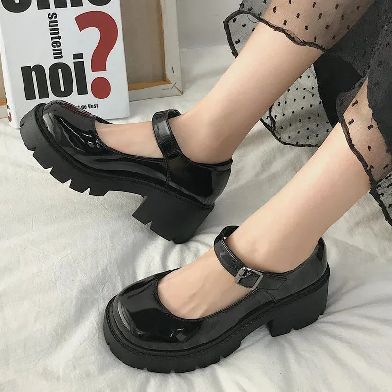 2024 Summer Platform Leather Shoes Women Flats Casual Oxford Loafers Thick Bottom Ladies Wedge Lolita Shoes  Ladies Moonstar Loafers