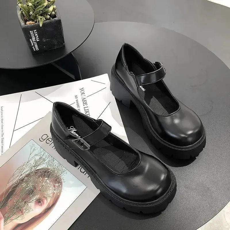 2024 Summer Platform Leather Shoes Women Flats Casual Oxford Loafers Thick Bottom Ladies Wedge Lolita Shoes  Ladies Dsw Franco Sarto Loafers