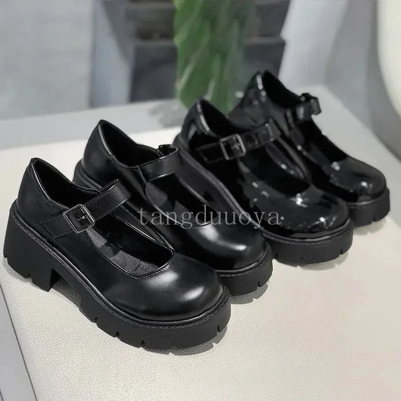 2024 Summer Platform Leather Shoes Women Flats Casual Oxford Loafers Thick Bottom Ladies Wedge Lolita Shoes  Ladies Penn Loafers