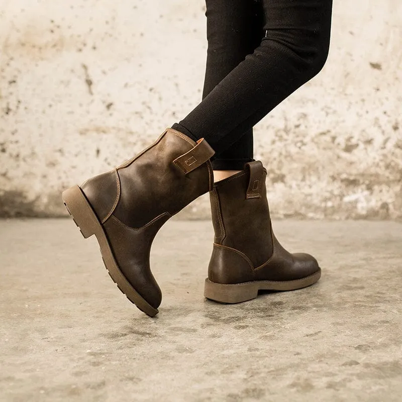 Snow Boots On Clearance Western Cowboy Boots Handmade Top Cowhide Snow Boots Fleece Lined Black/Coffee/White