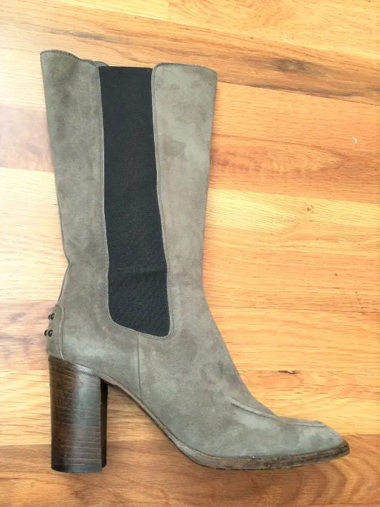 TOD'S Size 6.5 Olive Gray Suede Boots - $695 RETAIL Balenciaga Adidas Shoes