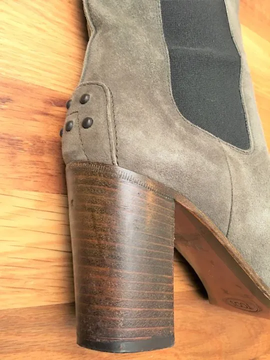 Adidas Court 24 Shoes TOD'S Size 6.5 Olive Gray Suede Boots - $695 RETAIL