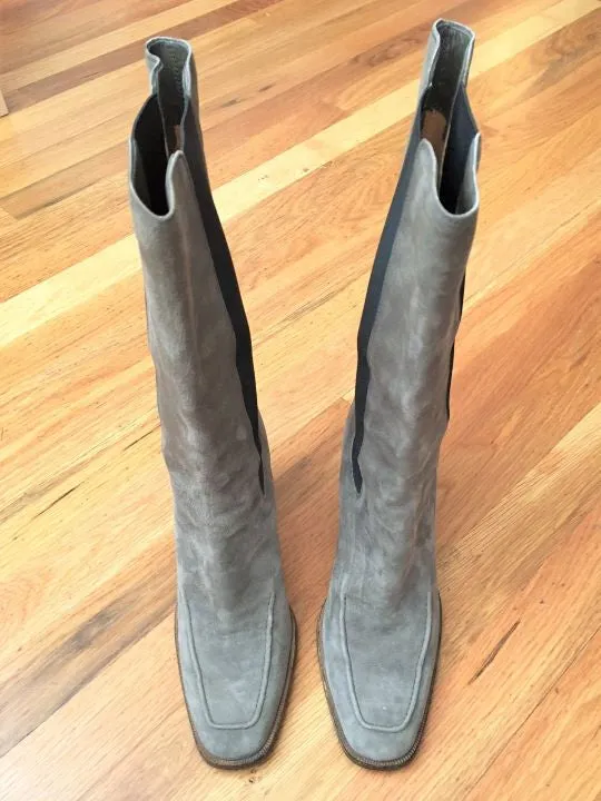 Adidas Exhibit Select Basketball Shoes TOD'S Size 6.5 Olive Gray Suede Boots - $695 RETAIL