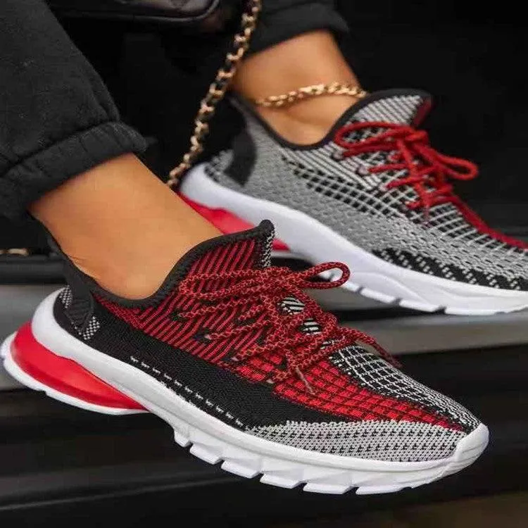 Comfortable Flat Mary Jane Shoes Toe Flat-bottom Flying Knit Sneakers Women