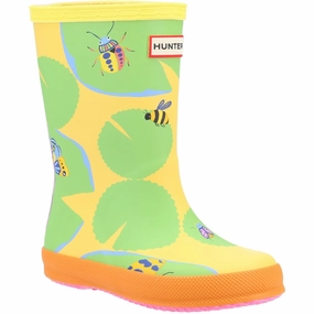 Hunter First Classic Lilly Pad Wellington Boot Work Field Side Zip