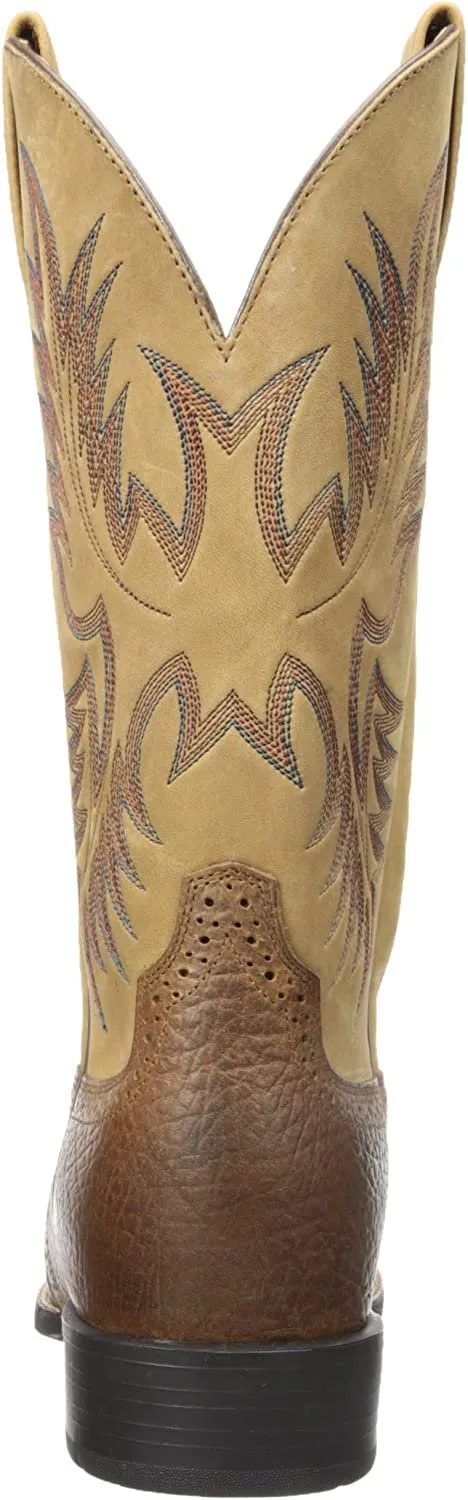 Groundbreaker Western Work Boots Ariat Men's Heritage Stockman Western Boot, Tumbled Brown Beige
