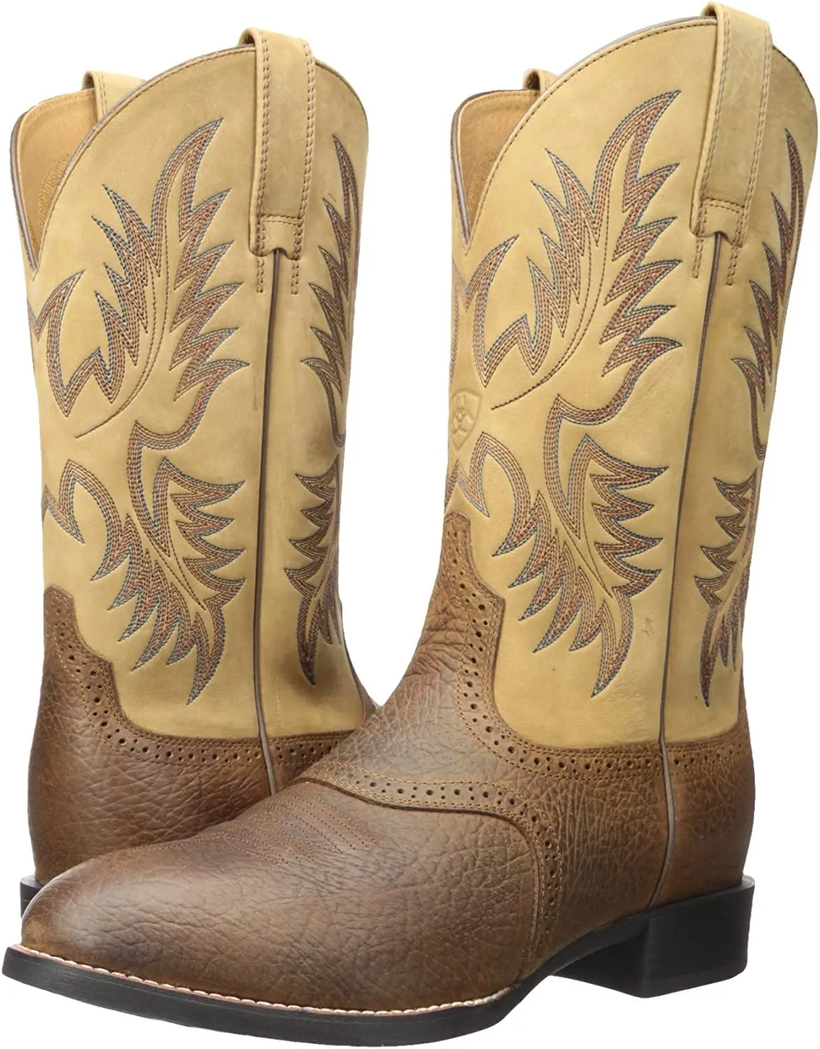 Steel Toe Work Boots Comfortable Ariat Men's Heritage Stockman Western Boot, Tumbled Brown Beige