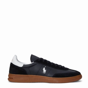 Polo Ralph Lauren Bedford Leather-Suede Trainer Black / White Cushion Control