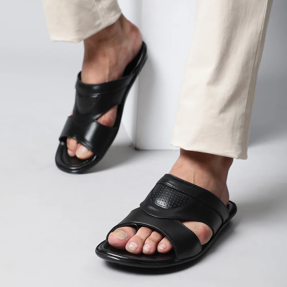 Custom Slide Sandals Coolers Casual (Black) Slippers For Men COOL99-105 By Liberty