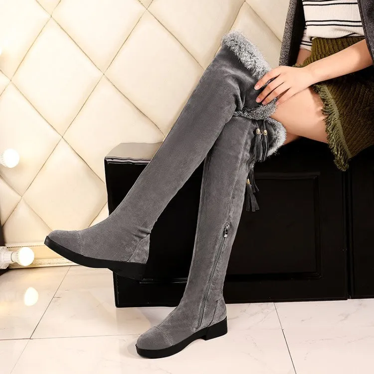 Insulation Boots Rabbit Fur Tassel Over the Knee Boots for Women 3741