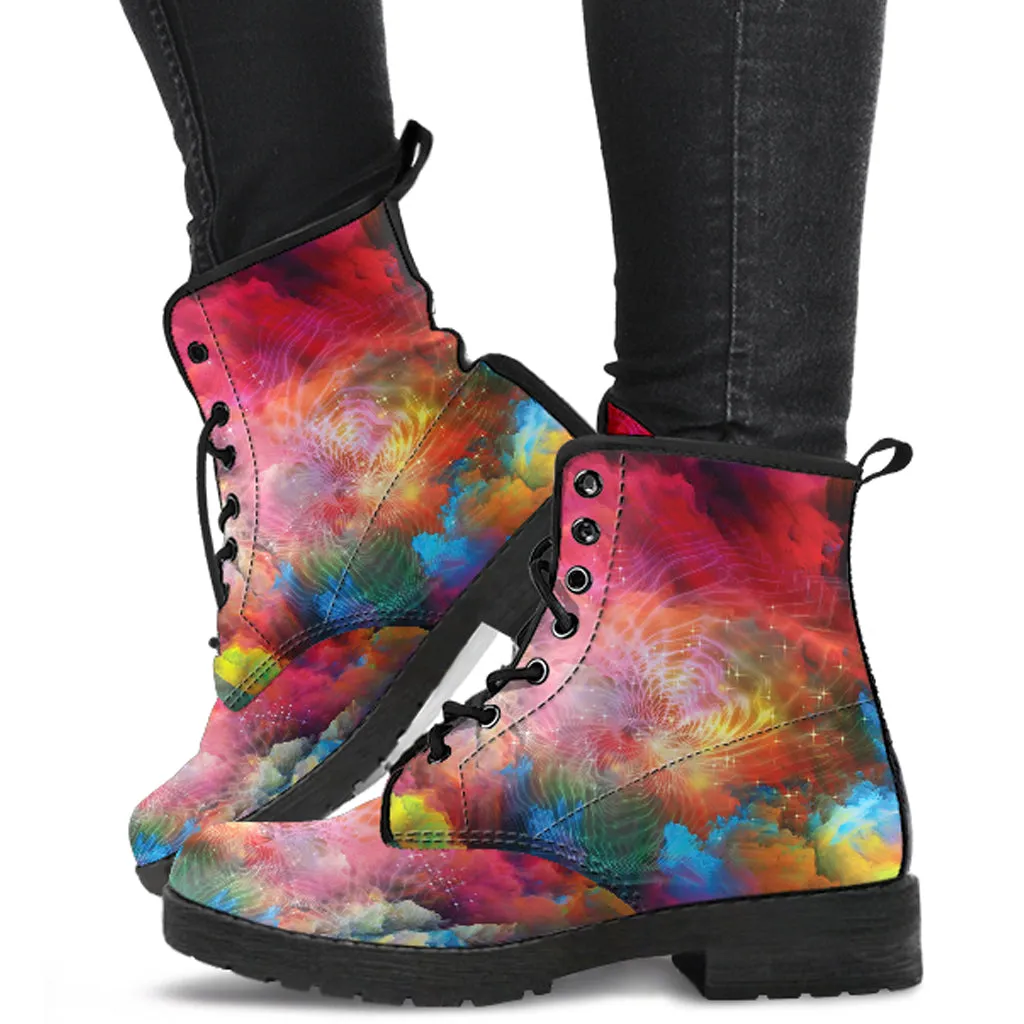 Colorful Spiritual Women's Vegan Leather Boots Cowboy Boots Narrow Calf