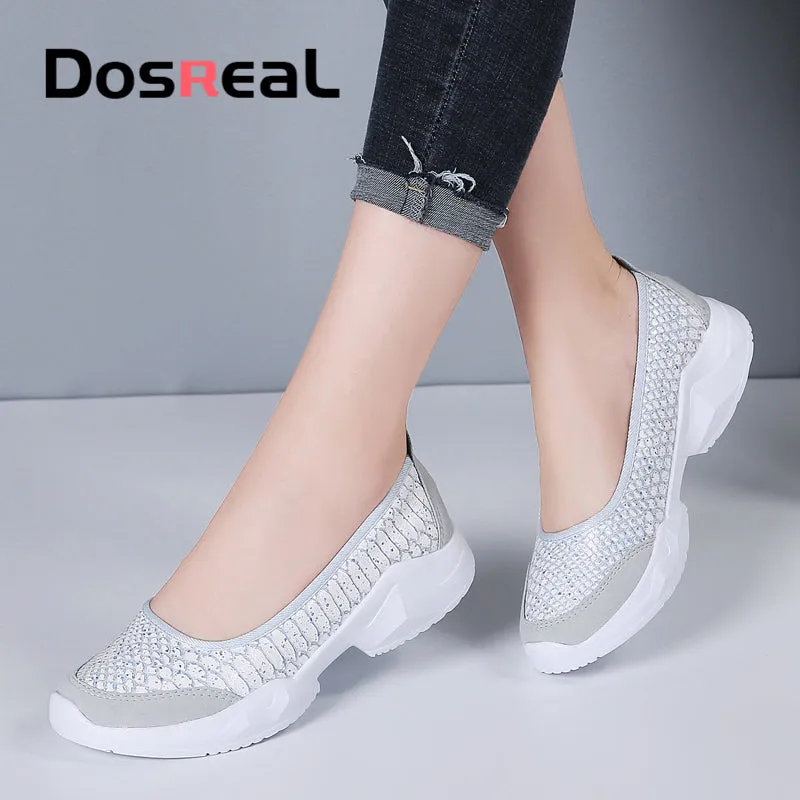 Dosreal Women Shallow Flats Shoes Summer Fashion Mesh Sneakers For Ladies Outdoor Casual Shoes Comfo Insoles For Loafers